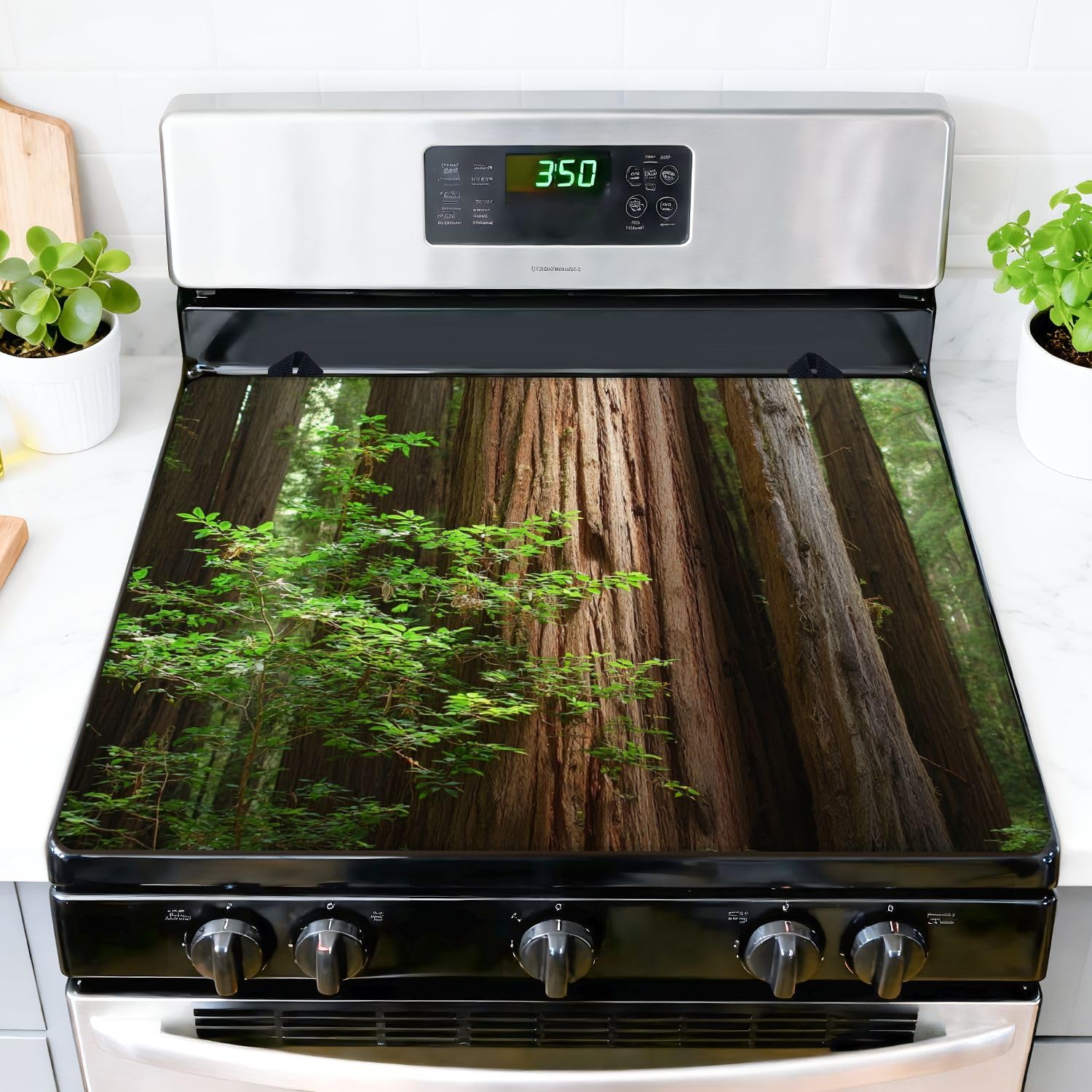 Stove Top Covers for Electric Stove Redwood National Forest Glass Cooktop Burner Covers Heat Resistant Protector Kitchen Decor Keep Stove Clean 28''x20''
