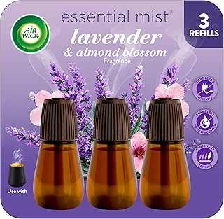 Air Wick Essential Mist Refill, 3 ct, Lavender and Almond Blossom, Essential Oils Diffuser, Air Freshener