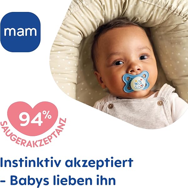 MAM Original Night Schnuller | 0-6 Monate | leuchtende Schnuller für Neugeborene | 94% Akzeptanz | stillfreundlich | Babyschnuller von Hebammen empfohlen | SkinSoft Silikon | Fuchs/Mond | 2 Stück - 3