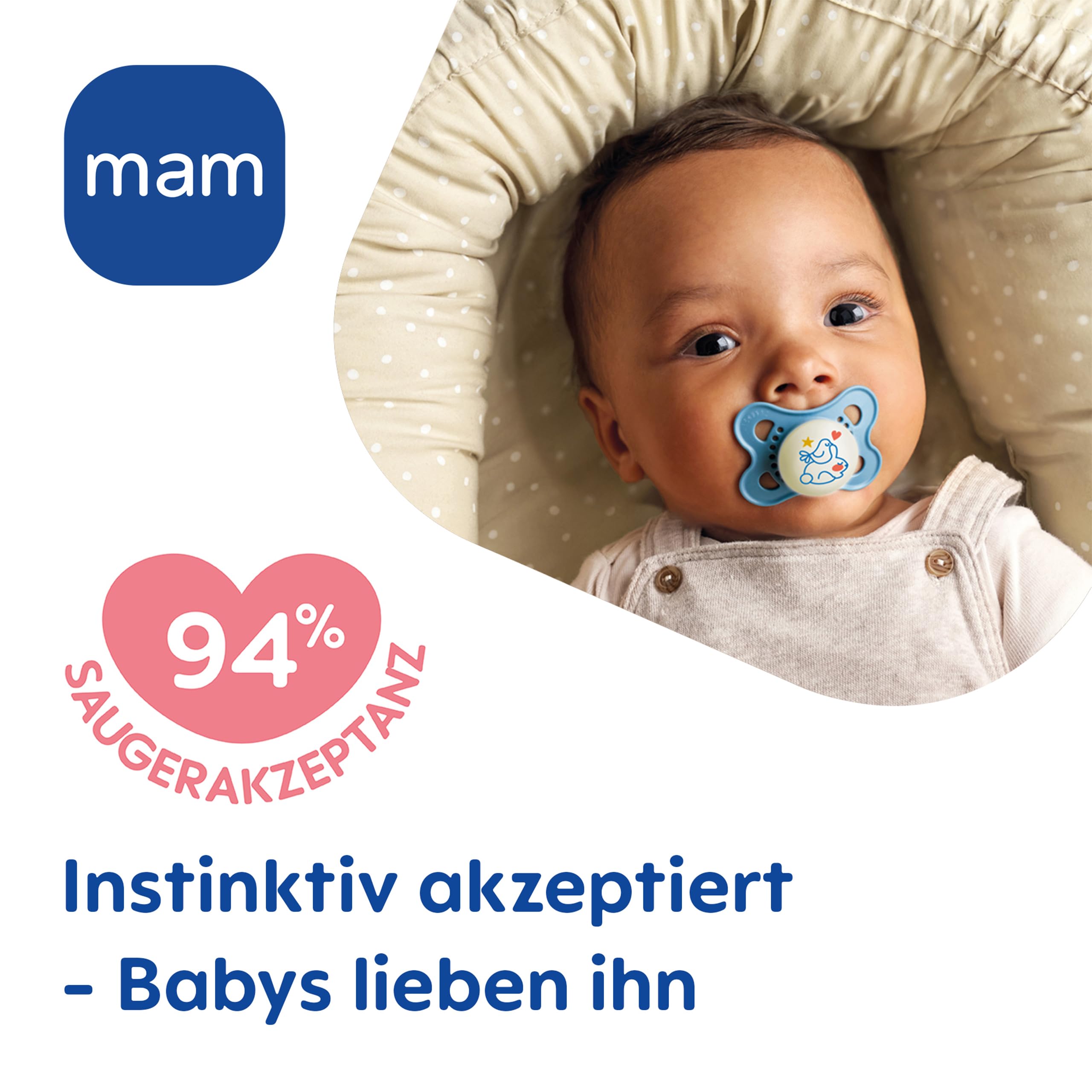 MAM Original Night Schnuller | 0-6 Monate | leuchtende Schnuller für Neugeborene | 94% Akzeptanz | stillfreundlich | Babyschnuller von Hebammen empfohlen | SkinSoft Silikon | Fuchs/Mond | 2 Stück - 4