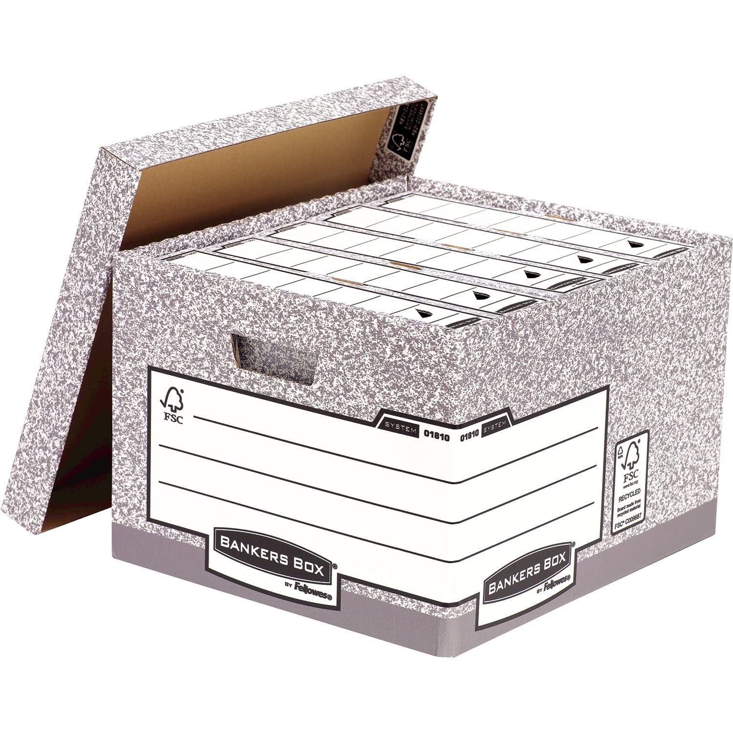 Fellowes Bankers Box System - Caja contenedora de archivos tamaño folio, 10 unidades, color gris