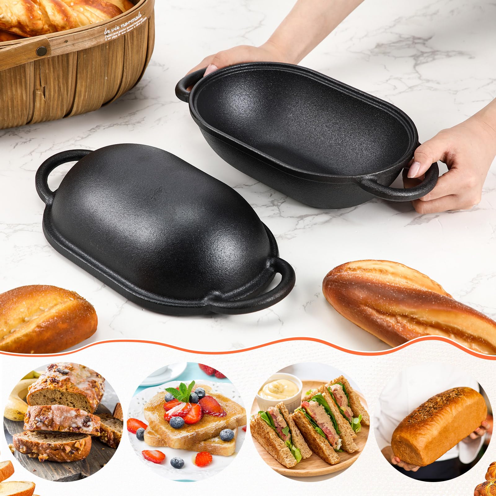 Maxdot 4QT Enameled Cast Iron Dutch Oven with Lid Sourdough Bread Pan for Sourdough Bread Baking Non Stick Single with Loop Handles for Homemade Breadbaking(Black)