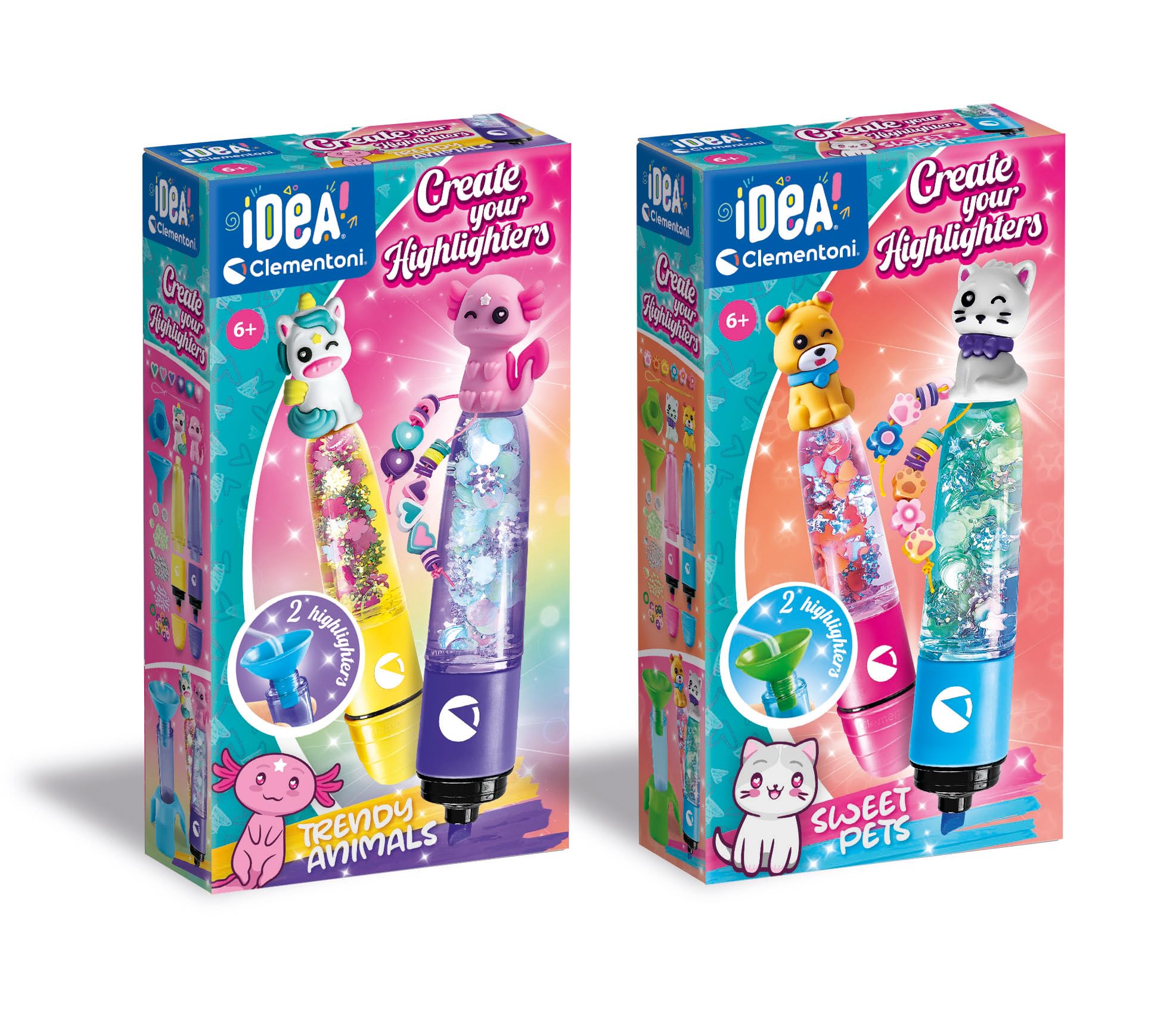 Clementoni Idea - Create Your Highligther Trendy Animals e Pet, 83215