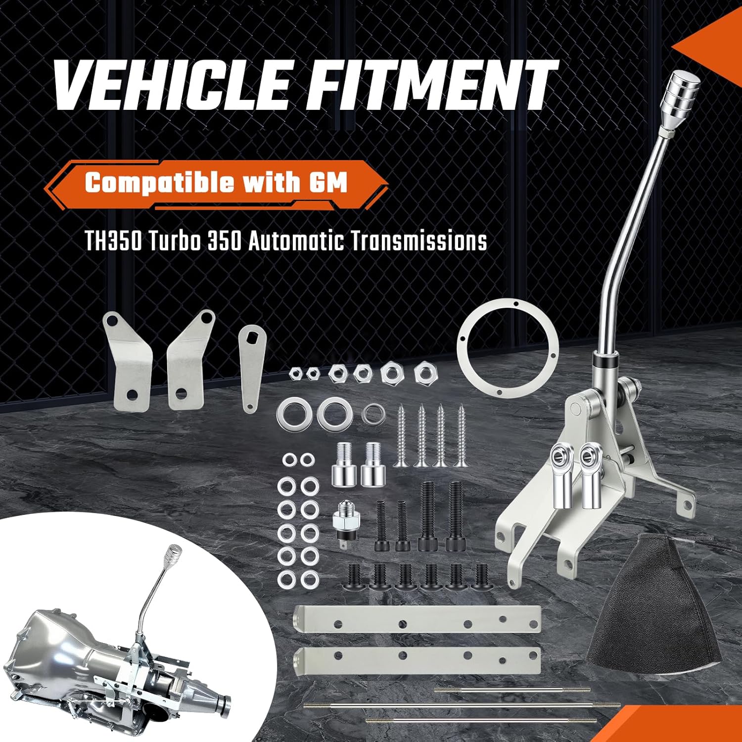 TH350 Transmission Shifter Fit For GM Turbo 350 Automatic Transmissions Complete Kit, 12" Stick