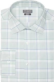 Van Heusen Camisa de vestir para hombre ajustada con cuello flexible y elástico a cuadros
