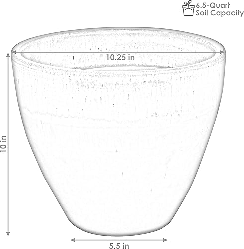 Miniatura 4 de Sunnydaze Resort - Macetero de cerámica con agujeros de drenaje, juego de 2 unidades, acabado esmaltado de alto fuego, resistente a los rayos UV y a