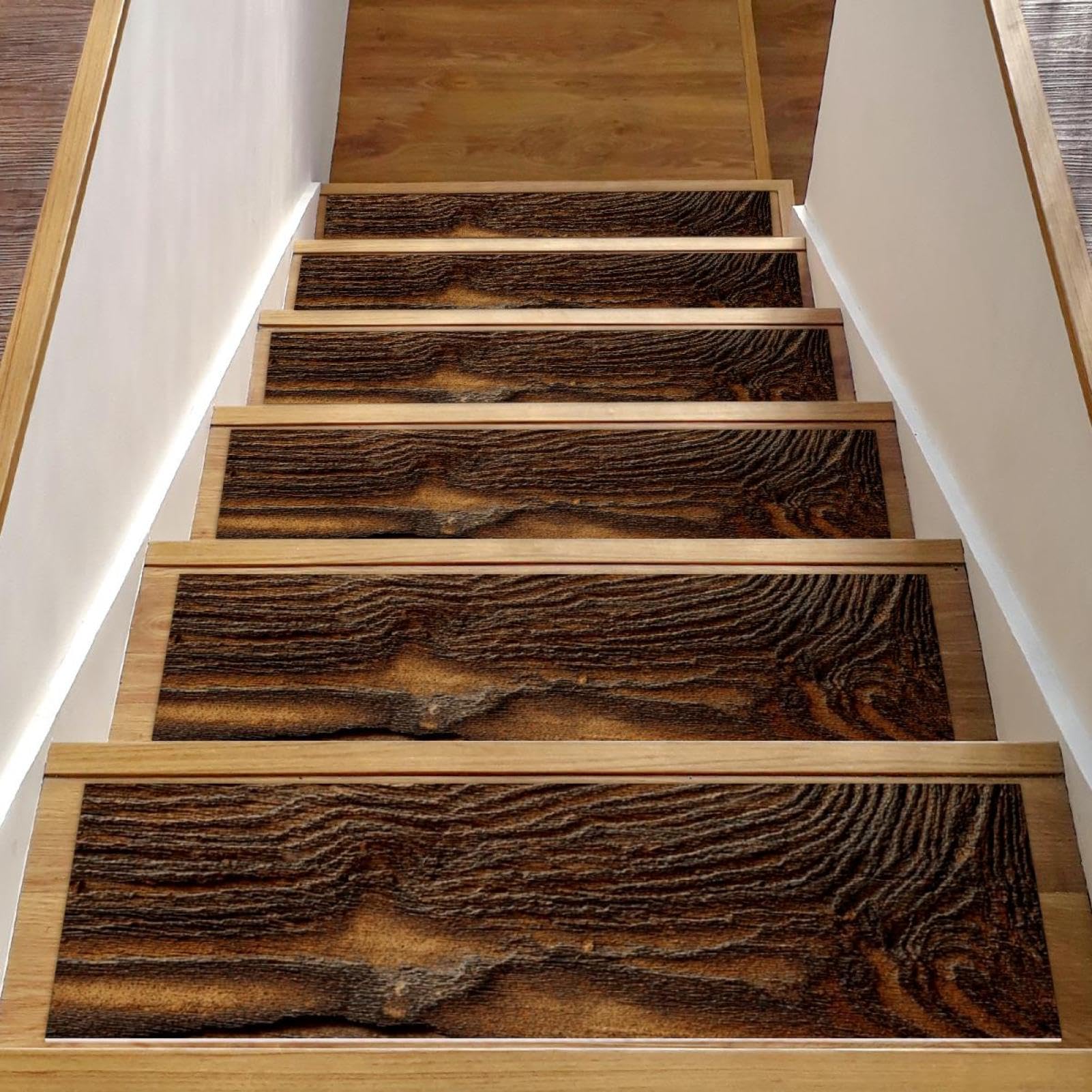 Tapis d'escalier marron lot de 15 marches en bois antidérapant pour chiens 20,3x76,2 cm