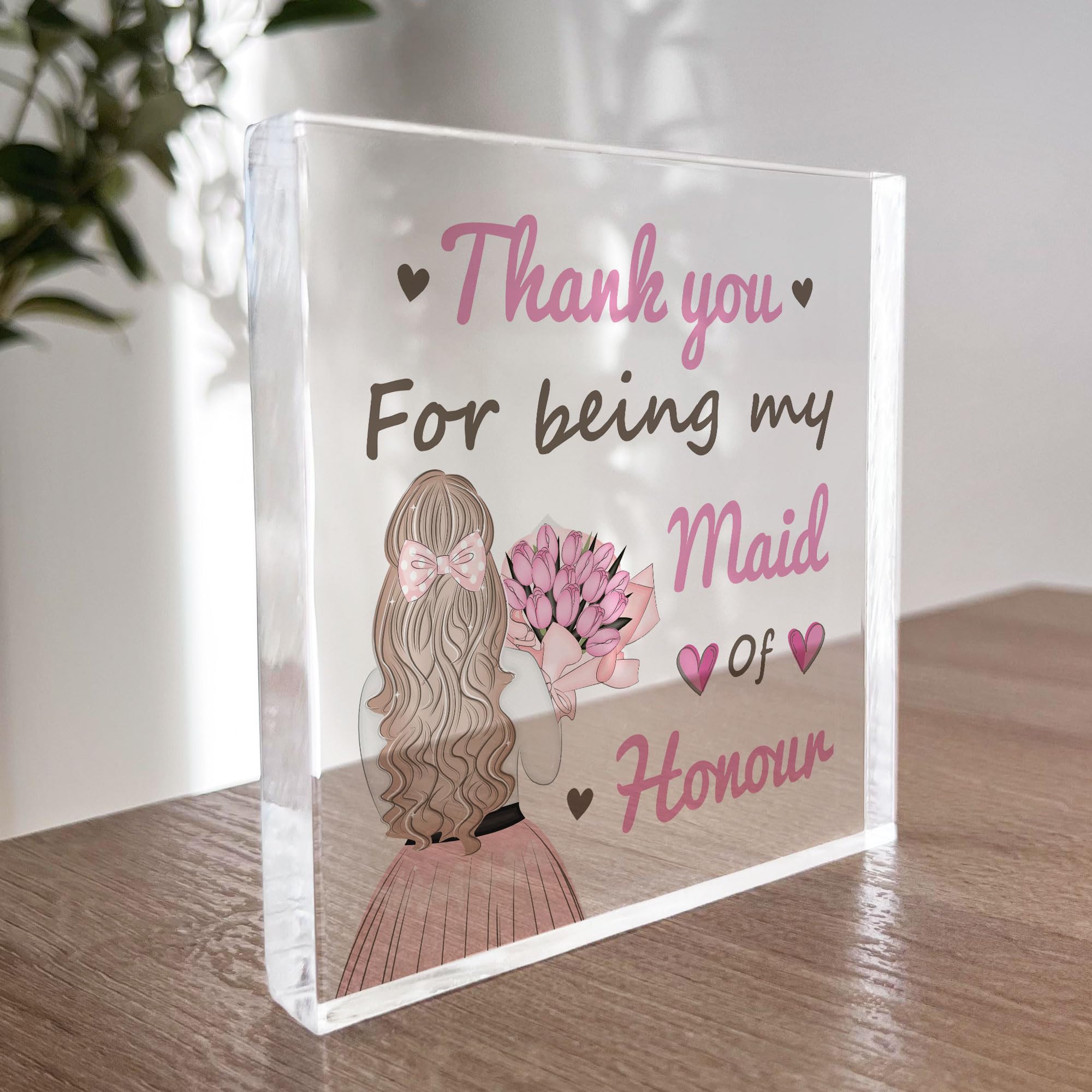 Red Ocean Thank You For Being My Maid Of Honour Gift Acrylic Block Wedding Day Gifts Maid Of Honour Gifts For Friend Sister Her
