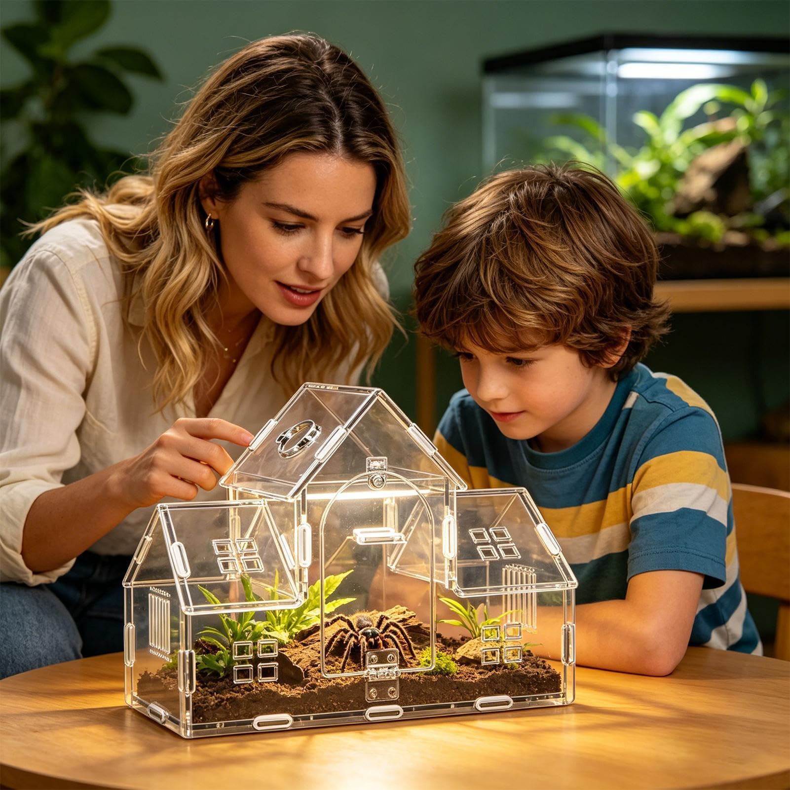 Teca per Tarantola in Acrilico Trasparente con Porta Magnetica Ventilata,Habitat per Custode di Rettili | Terrario come habitat per lumache - Adatto A Animali Come Paguri, Piccoli Rettili, Mantidi, Sc