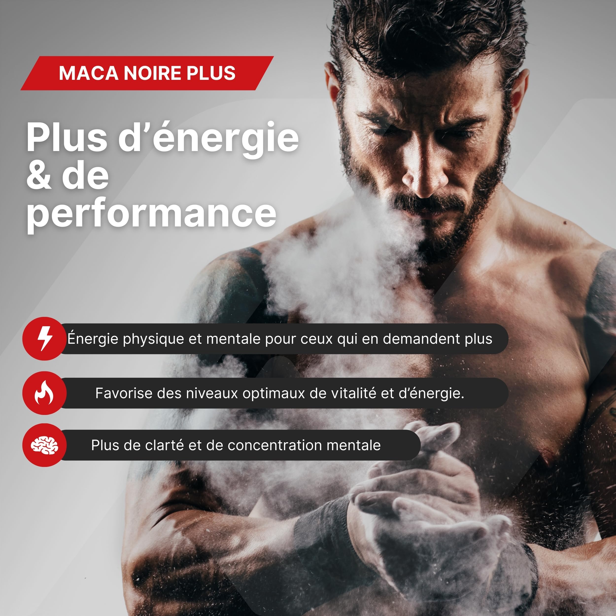 Maca noire 45 000 mg – 180 gélules végétaliennes – Énergie, vitalité et testostérone – Avec L-arginine, taurine, zinc, calcium et vitamine B6 – Qualité et sécurité des produits européens de l'UE