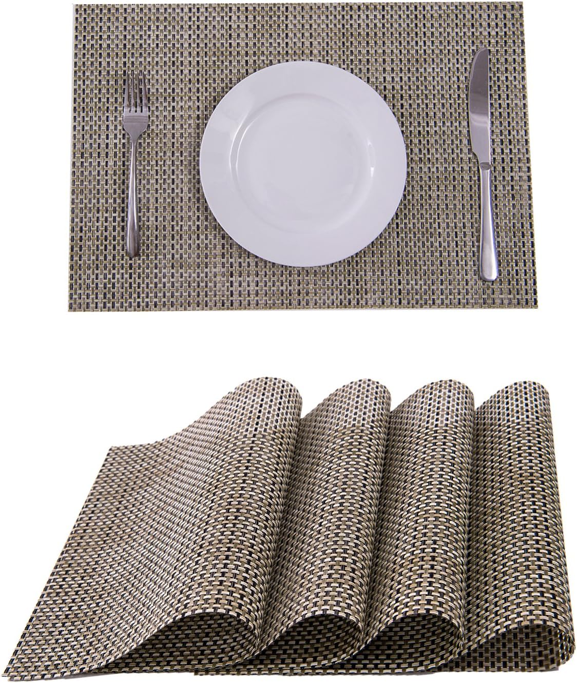 Placemats,Placemats for Dining Table,Heat-Resistant Placemats, Stain Resistant Washable PVC Table Mats,Kitchen Table mats