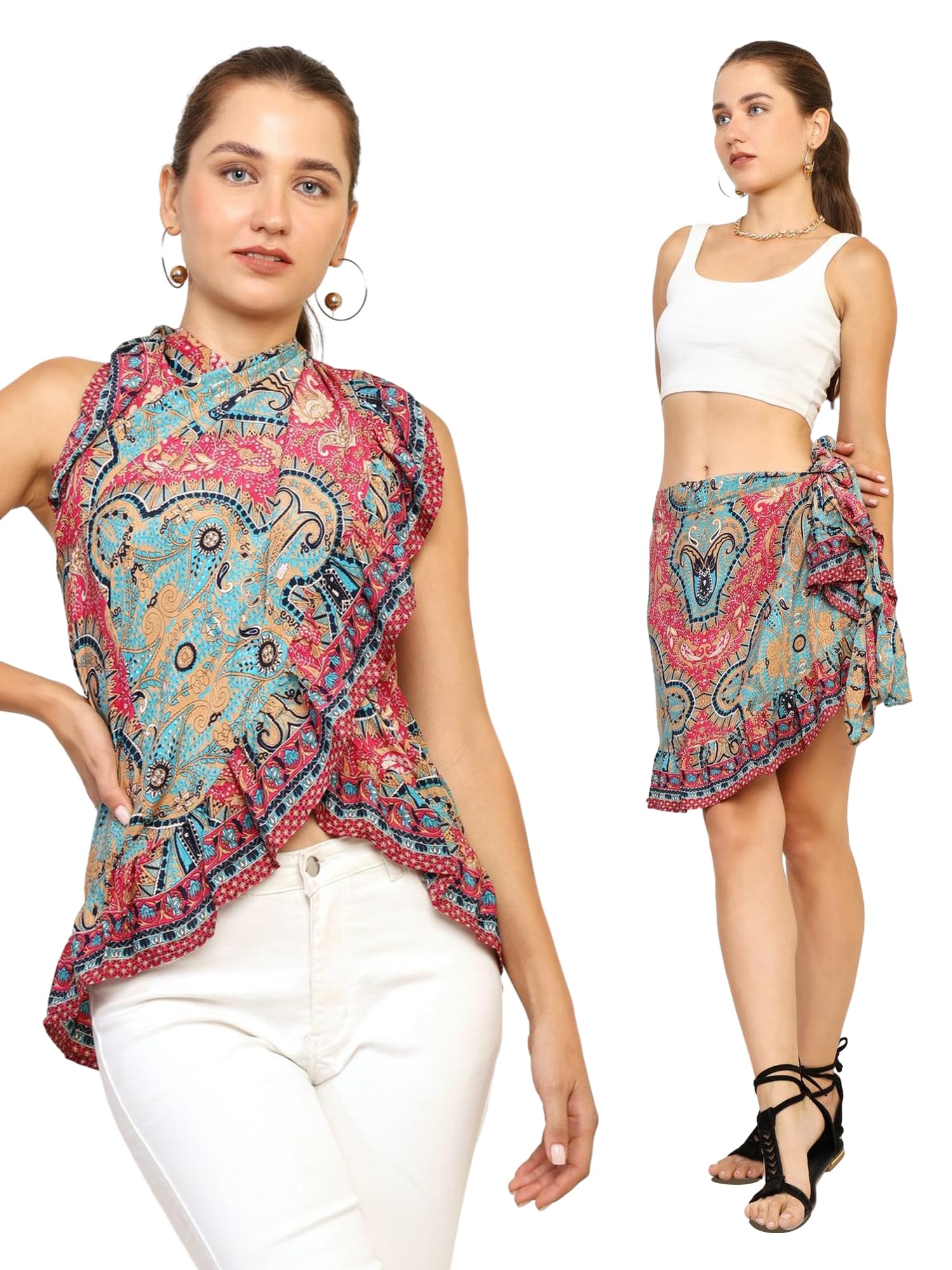 ke kanhaexports KE Kanha Exports Skirt for Woman|Long Skirt for Woman|Wrap Skirts Perfect for Women Beach|Latest Summer wear |Boho|Short & Long|Stylish Ethnic Lehenga Type (Rich Maroon 10599)-picture-23