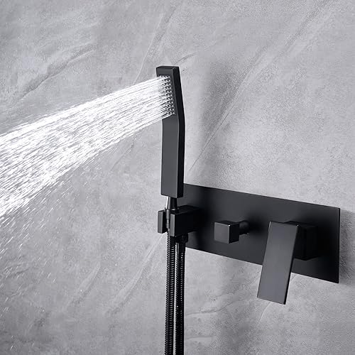 Miniatura 5 de SUMERAIN Sistema de ducha de lluvia negro mate con ducha de mano, válvula mezcladora de ducha de equilibrio de presión