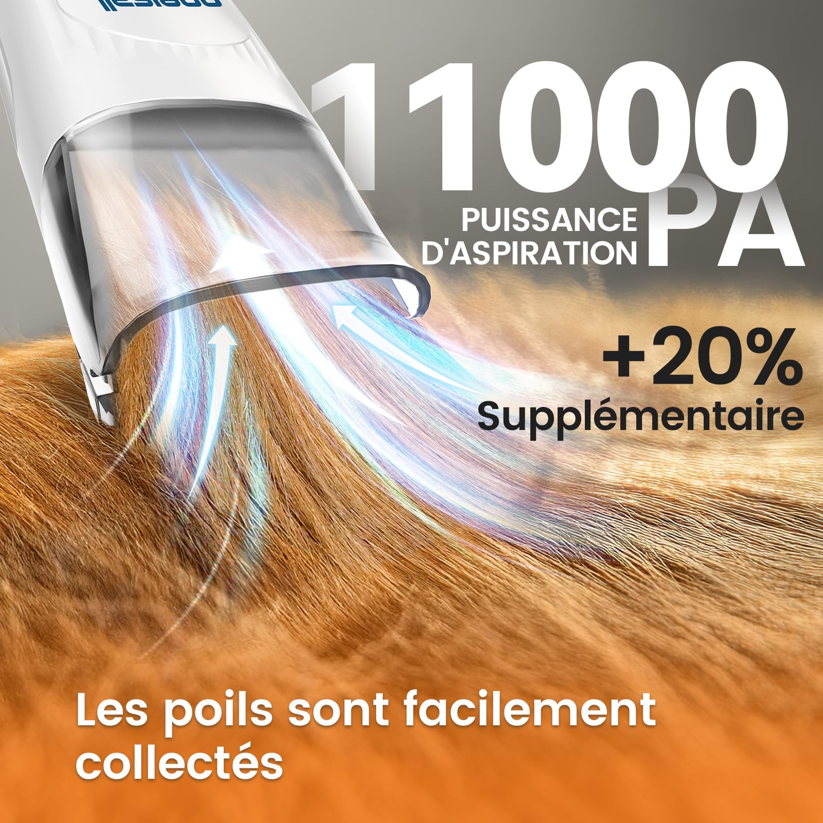 oneisall Tondeuse pour chien avec aspirateur, super puissance d'aspiration 12000 Pa aspire 99,99% de poils d'animaux