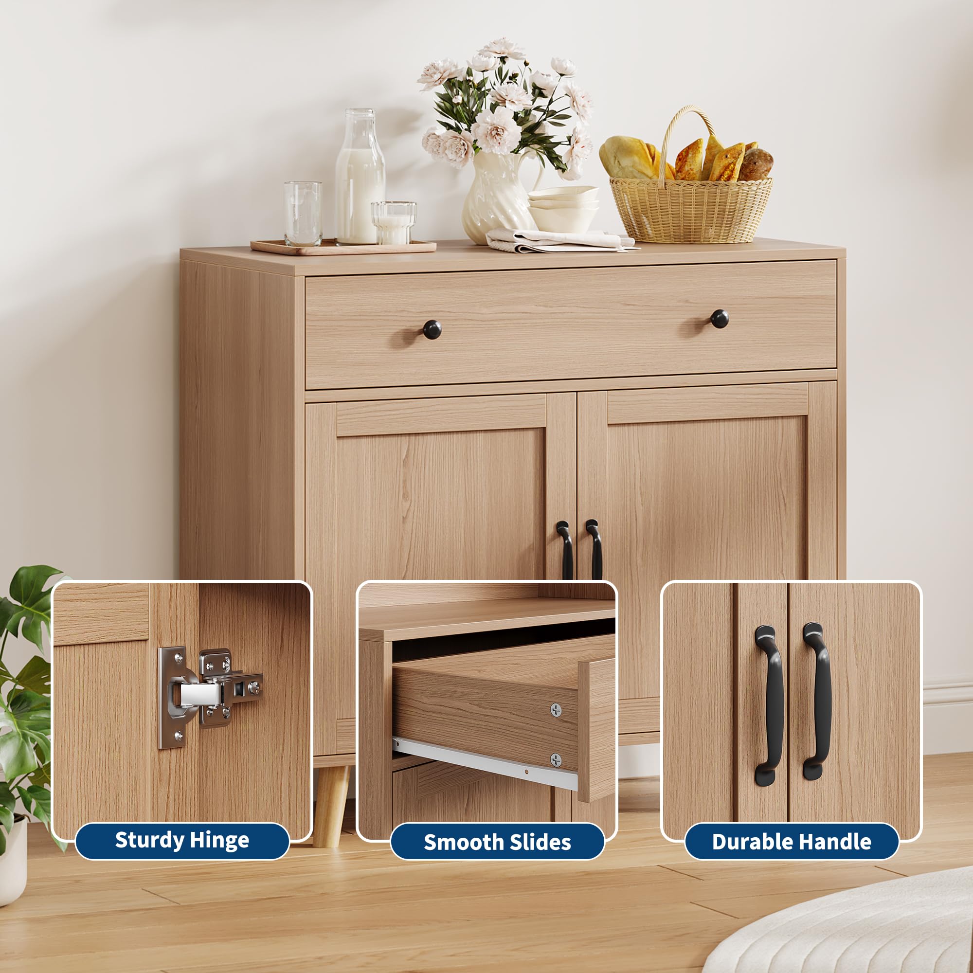 Armoire de cuisine avec tiroirs, armoire de rangement avec portes, style maison de campagne, pour salon, salle à manger, cuisine, couloir, 83 x 40 x 77 cm