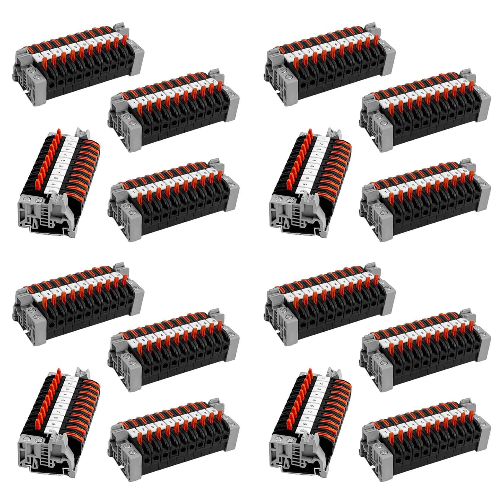 Jnchdghwa Pack of 160 DIN Rail Terminals,0.08-4 mm² -211 DIN Rail Terminals,Black Terminal Block Kit