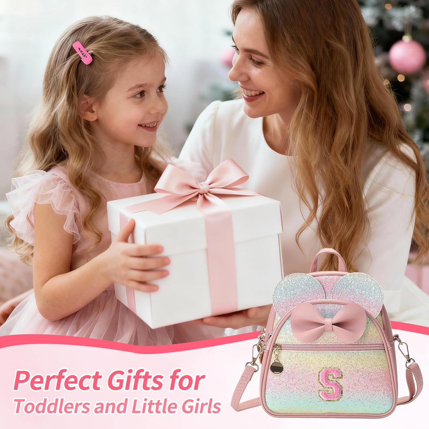 Birthday Gift for 2 3 4 5 6 7 8 9 10 Year old Girls Personalized Initial Mini Backpack Purse for Toddler Kids-Shine-S - Image 2