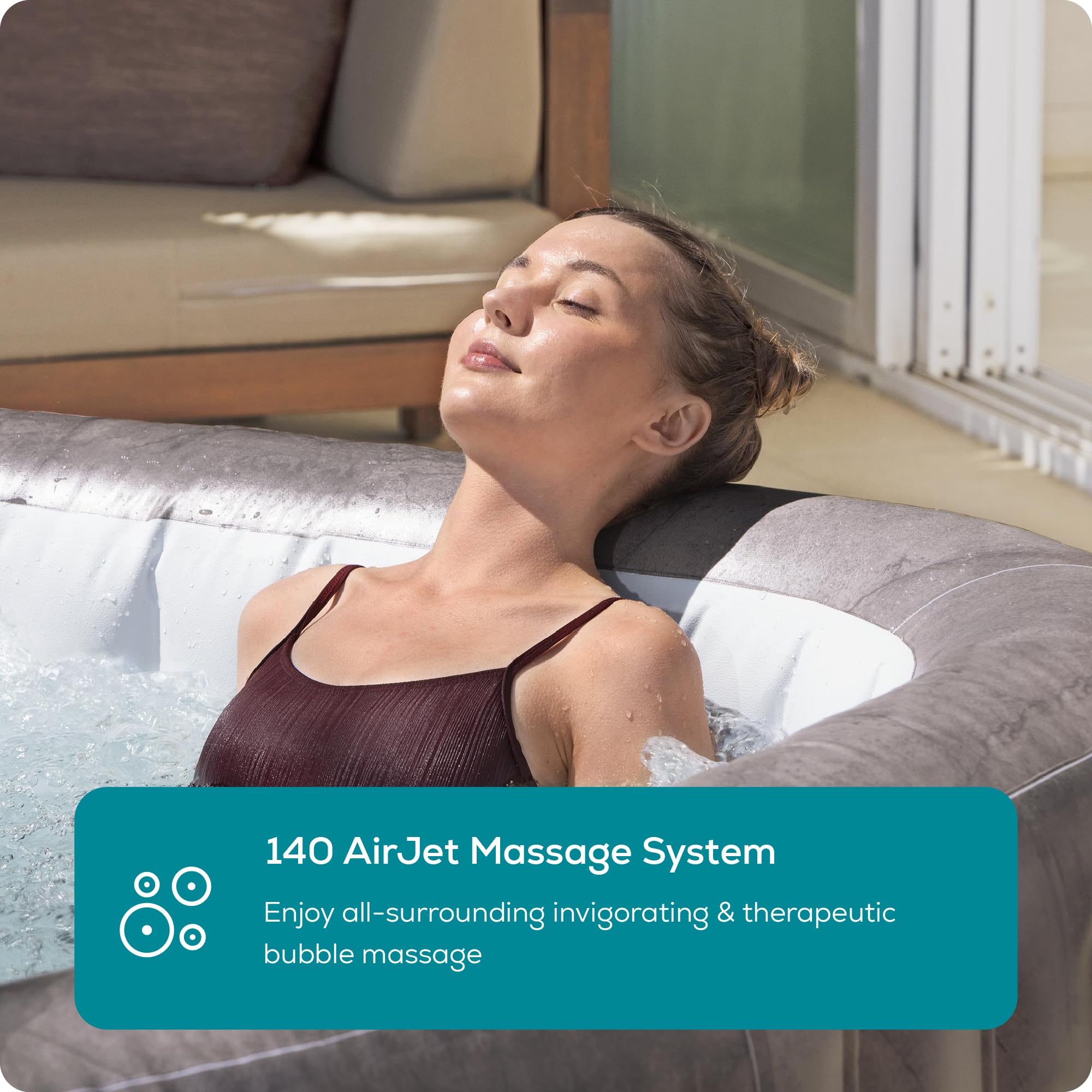 Lay-Z-Spa Rome, Inflatable EnergySense Hot Tub with Built-in Pump, 180 AirJet Massage System with Smart Wifi App, 4-6 Person — view 3