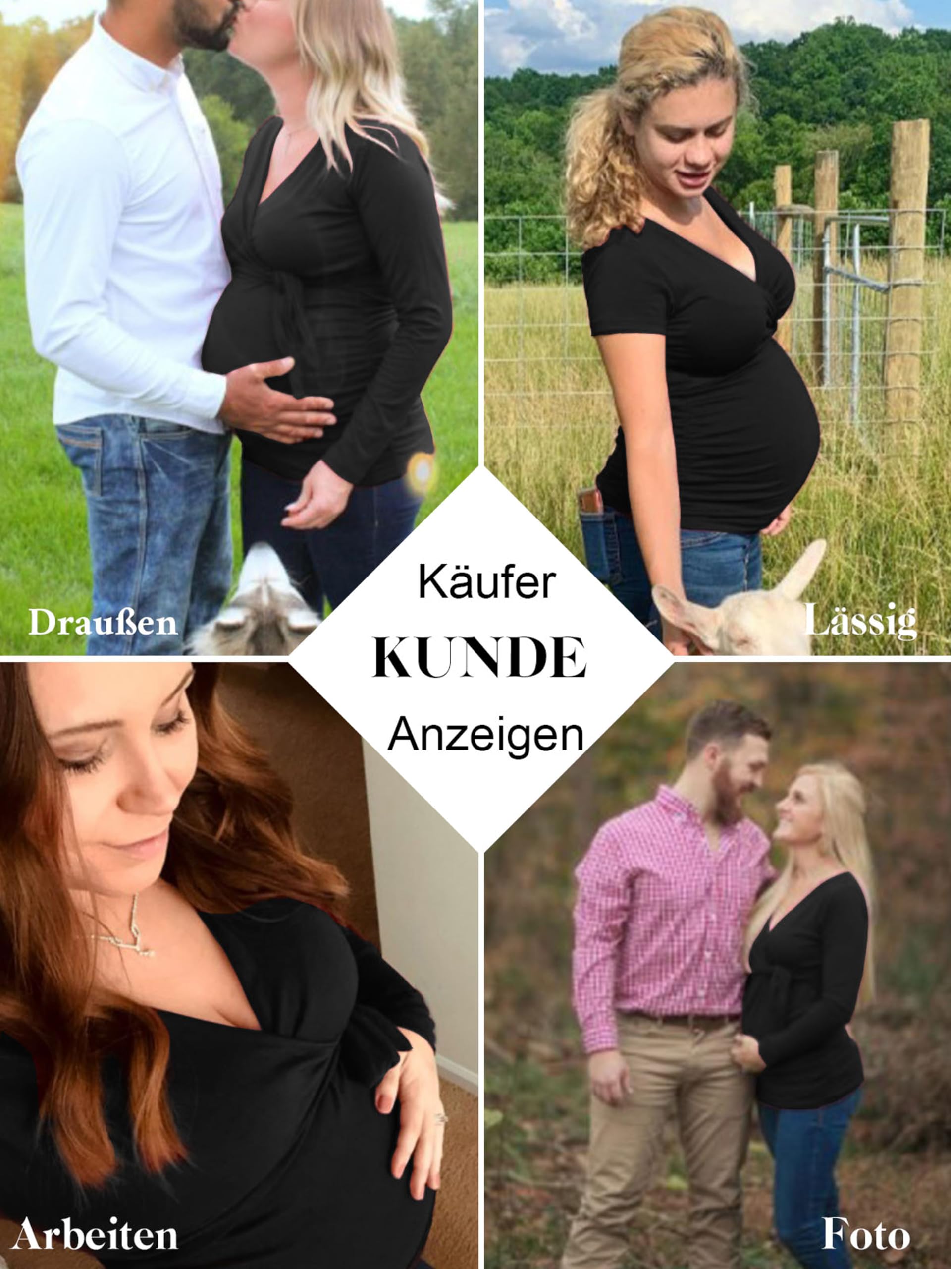 Love2Mi Damen Stillshirt Kurzarm Umstandsshirt Umstandsmode V-Neck Schwangere Nursing Tops - 3