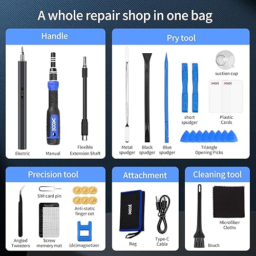 Miniatura 5 de XOOL Juego de destornilladores eléctricos 150 en 1, juego de destornilladores de precisión con 120 puntas magnéticas, kit de destornilladores de par