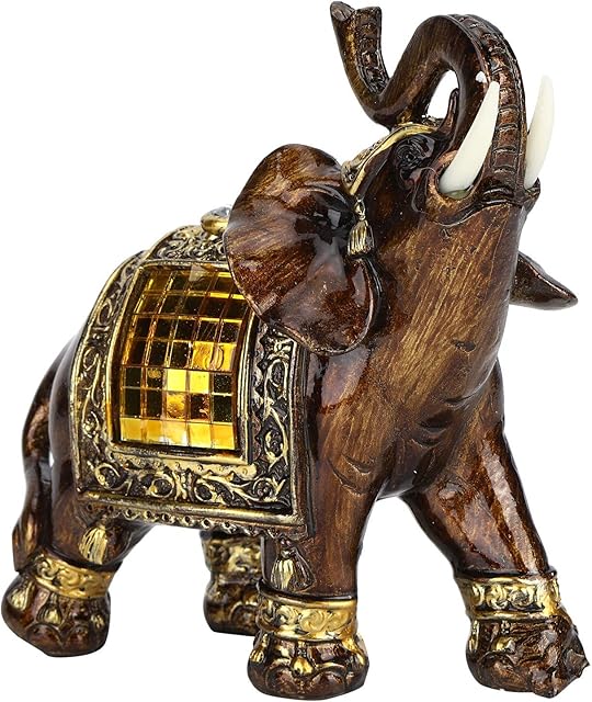 plplaaobo Elephant Statues, Elephant Figurine, Artistic Home Figurines Decoration Resin Crafts Lucky Animals Ornaments for Home Office(M)