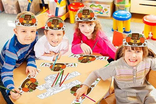 Miniatura 3 de WhatSign Sombreros de Acción de Gracias para colorear, sombreros de pavo de Acción de Gracias para niños, 24 piezas de diadema de Acción de Gracias,
