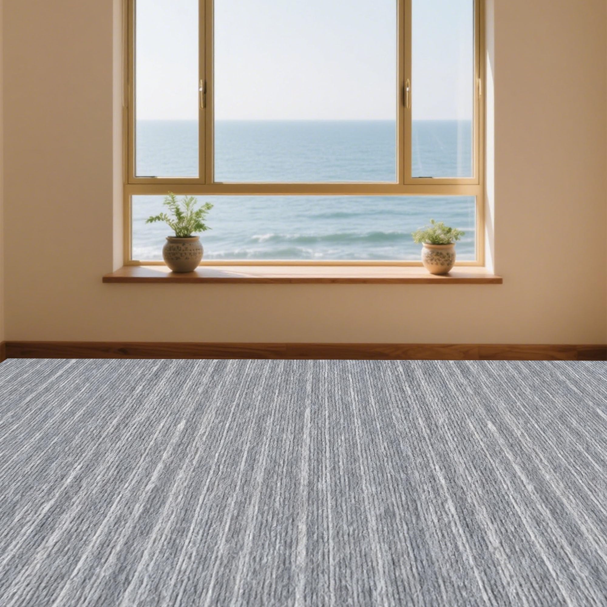 Nadelfilz Bodenbelag 300 x 700 cm Rutschhemmende, Stuhlrollenfest Modern Einfarbiges Teppich Zuschneidbare für Wohnzimmer Schlafzimmer Teppich Bodenbelag Büro Gewerbe, Hellgrau