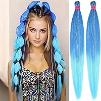 Vista 55 de Extensiones de cabello para trenzar preestiradas rosa con oropel de 26 pulgadas - 3 paquetes de trenzas sintéticas profesionales de ganchillo