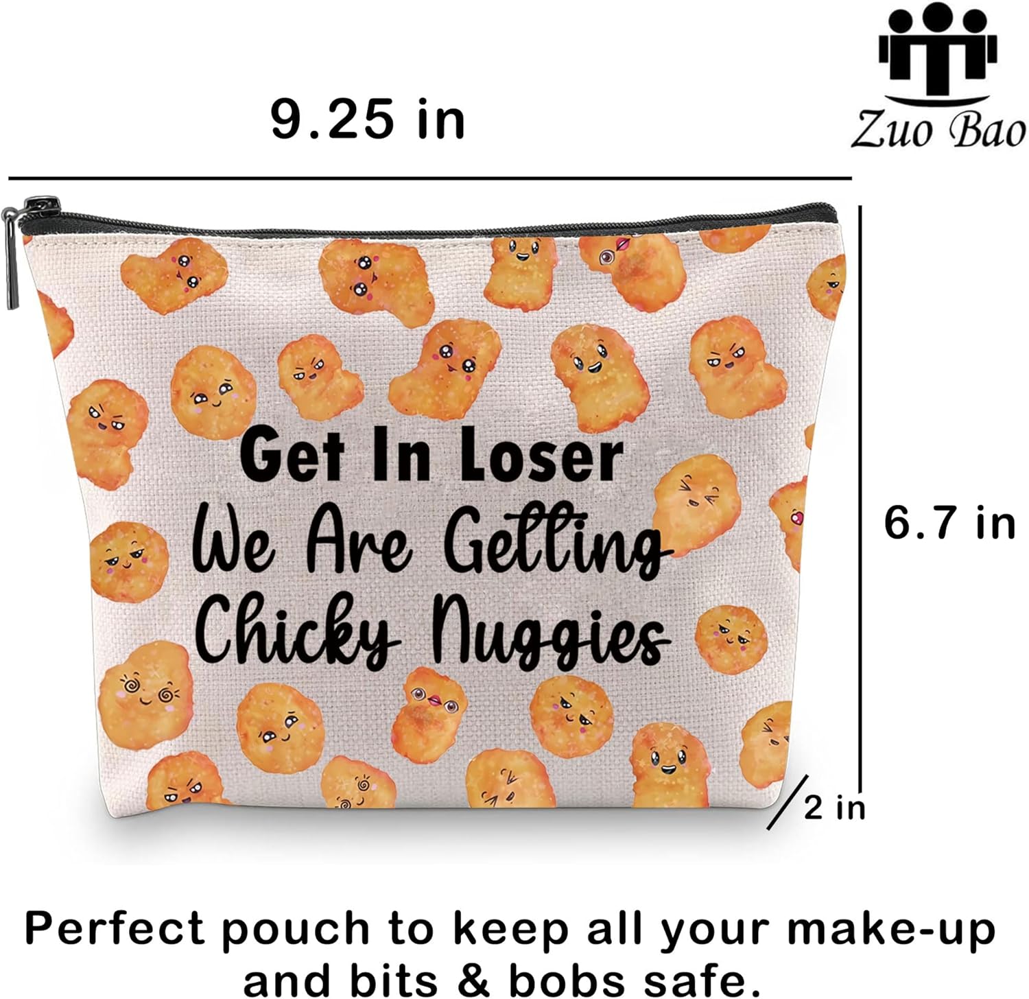 Zuo Bao Funny Chicken Nuggets Makeup Bag Alien Fans Gift Get In Loser We Are Getting Chicken Cosmetic Bag for Fans (Chicky) - Image 2