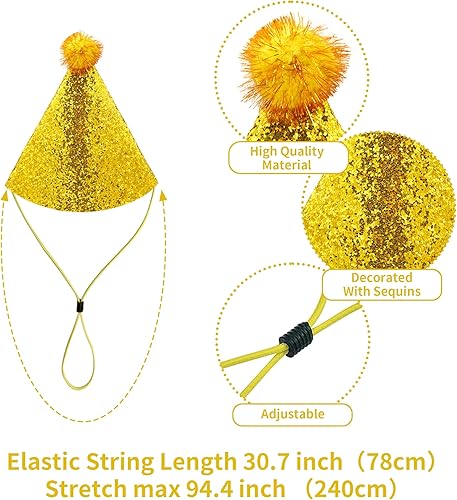 Miniatura 3 de 10 or 20 Pcs Party Hats for Kids Adults Stuffed Animals Toys Glitter Birthday Party Hat with Pom Poms Medium Large