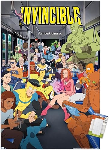 Trends International Invincible: Season 2 - Póster de pared de una hoja de autobús, 34 pulgadas de largo x 22.4 pulgadas, paquete de póster y
