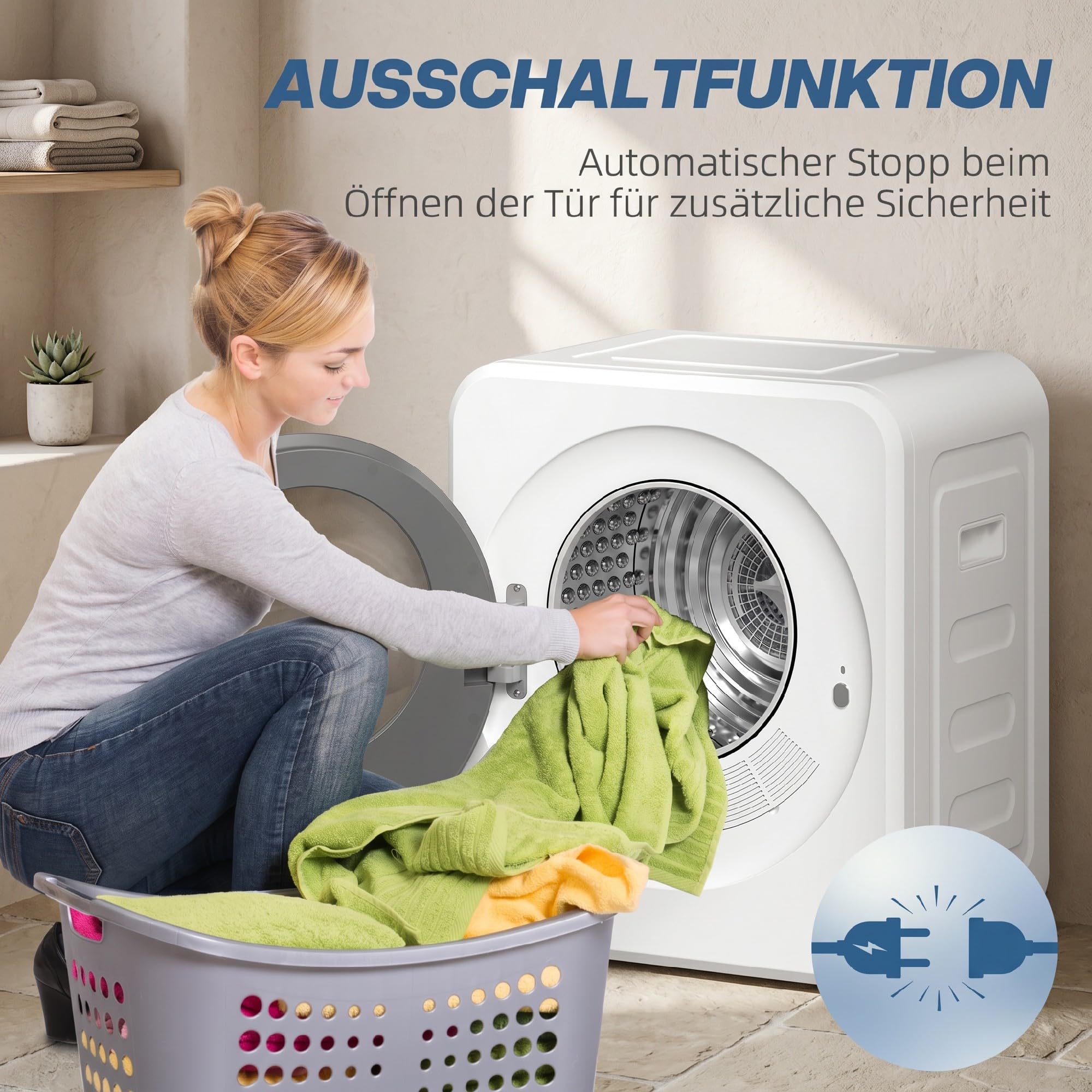 HOMCOM Mini Wäschetrockner 4 kg Kapazität 800 W Freistehend bis 60℃ Weiß | Einstellbarer Timer, Stapelbar, Wandmontierbar Ablufttrockner, Edelstahltrommel, Touch-Display, für Kleidung