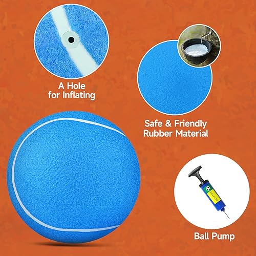 Miniatura 8 de QDAN Pelota de tenis gigante grande para perros pelota grande de 9.5 pulgadas para perros para jugar al aire libre, pelotas de tenis grandes para