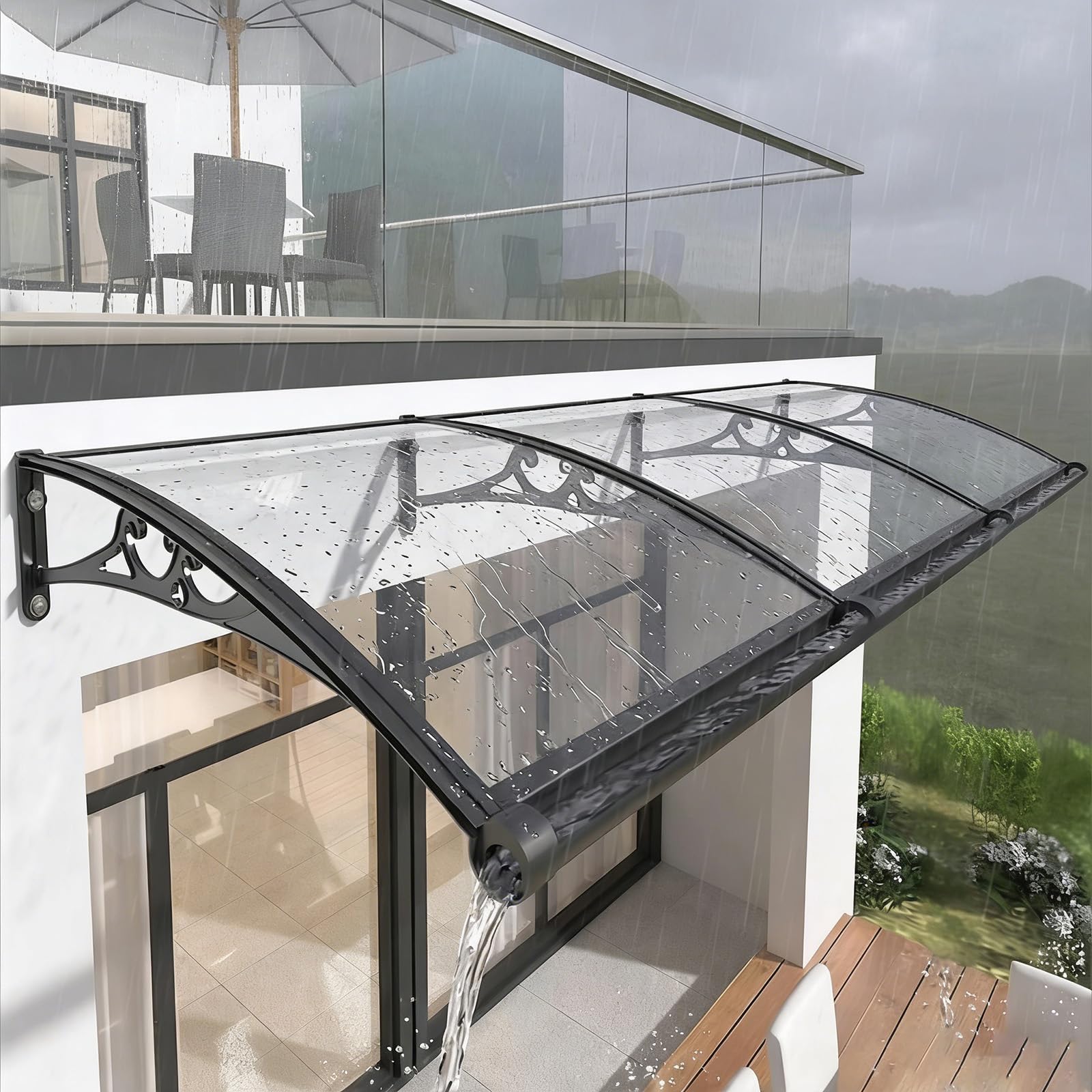 Auvent de porte en aluminium de 60 x 60 cm marquise jardin et auvent balcon résistant