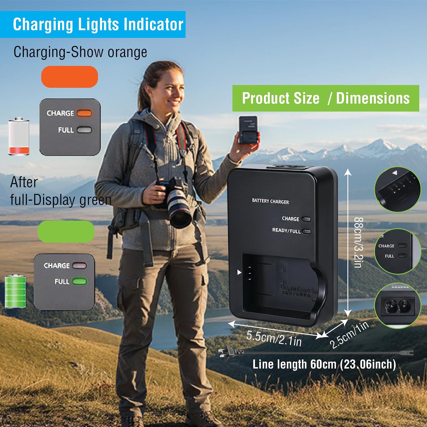CB-2LH NB-13L CB-2LHT Battery Charger for Canon PowerShot G1 X Mark III G5X G5 X Mark II G7 X G7 X Mark II III G9X G9 X Mark II SX620 SX720 SX730 SX740 HS Digital Camera (Not Applicable to G1 X)