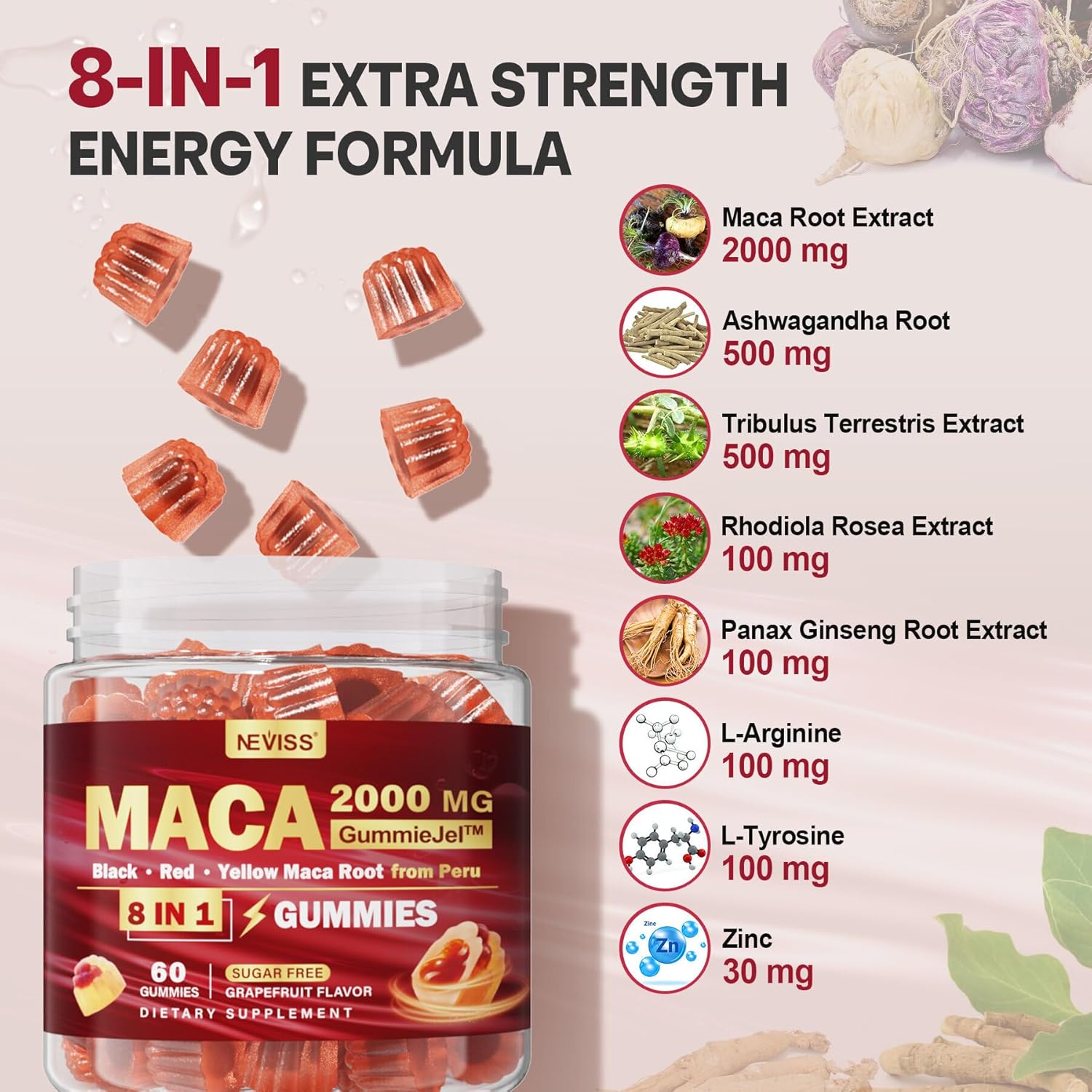 EnergyBoosting Maca Root Gummies with Ashwagandha, Hong Kong Ubuy