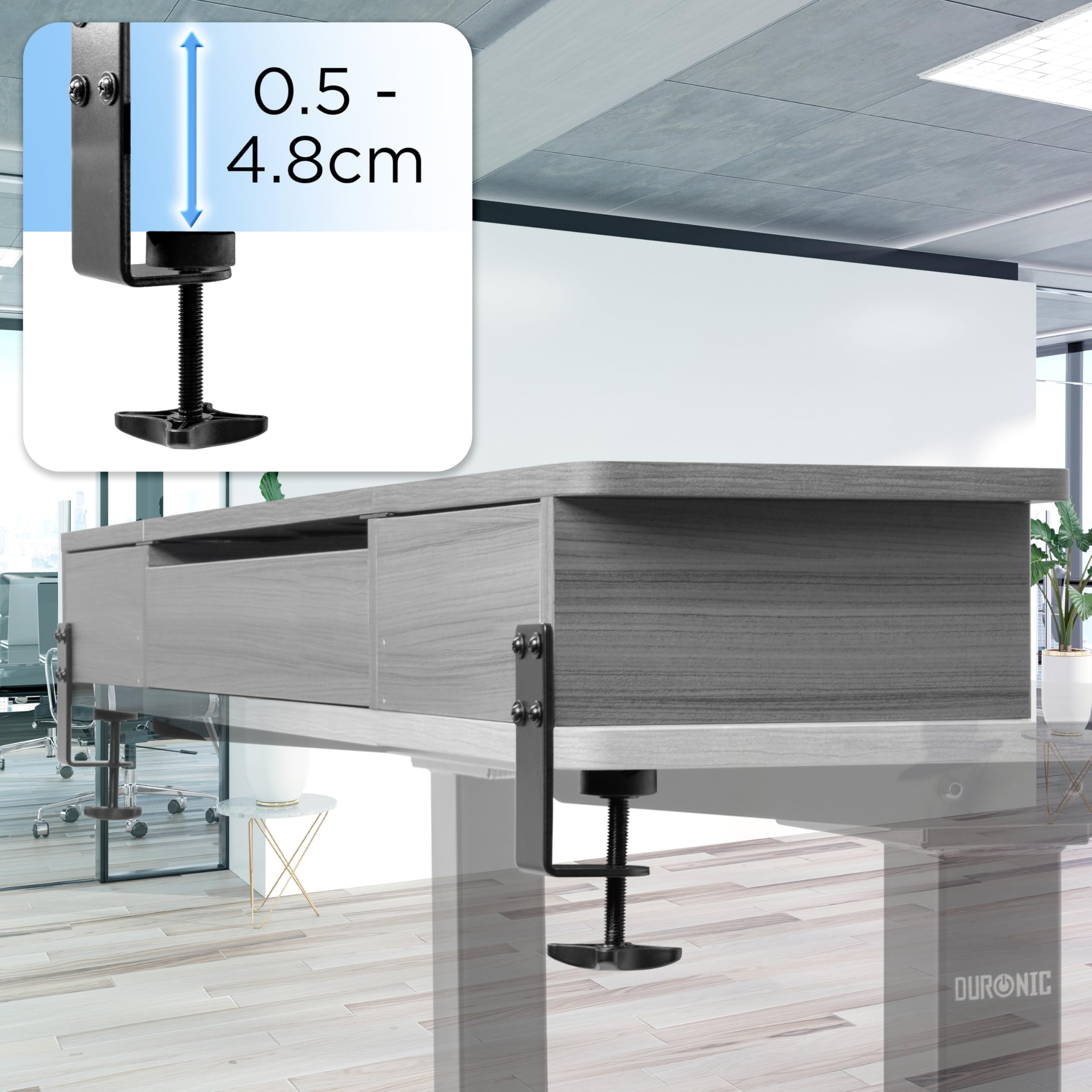 Duronic DD2 GY 120 cm DeskTop Grigio con 2 cassetti | Compatibile con tutti i Desk Top da 120 cm | Accessorio per scrivania | Professionale estetico e organizzato | Superficie per sollevare lo schermo