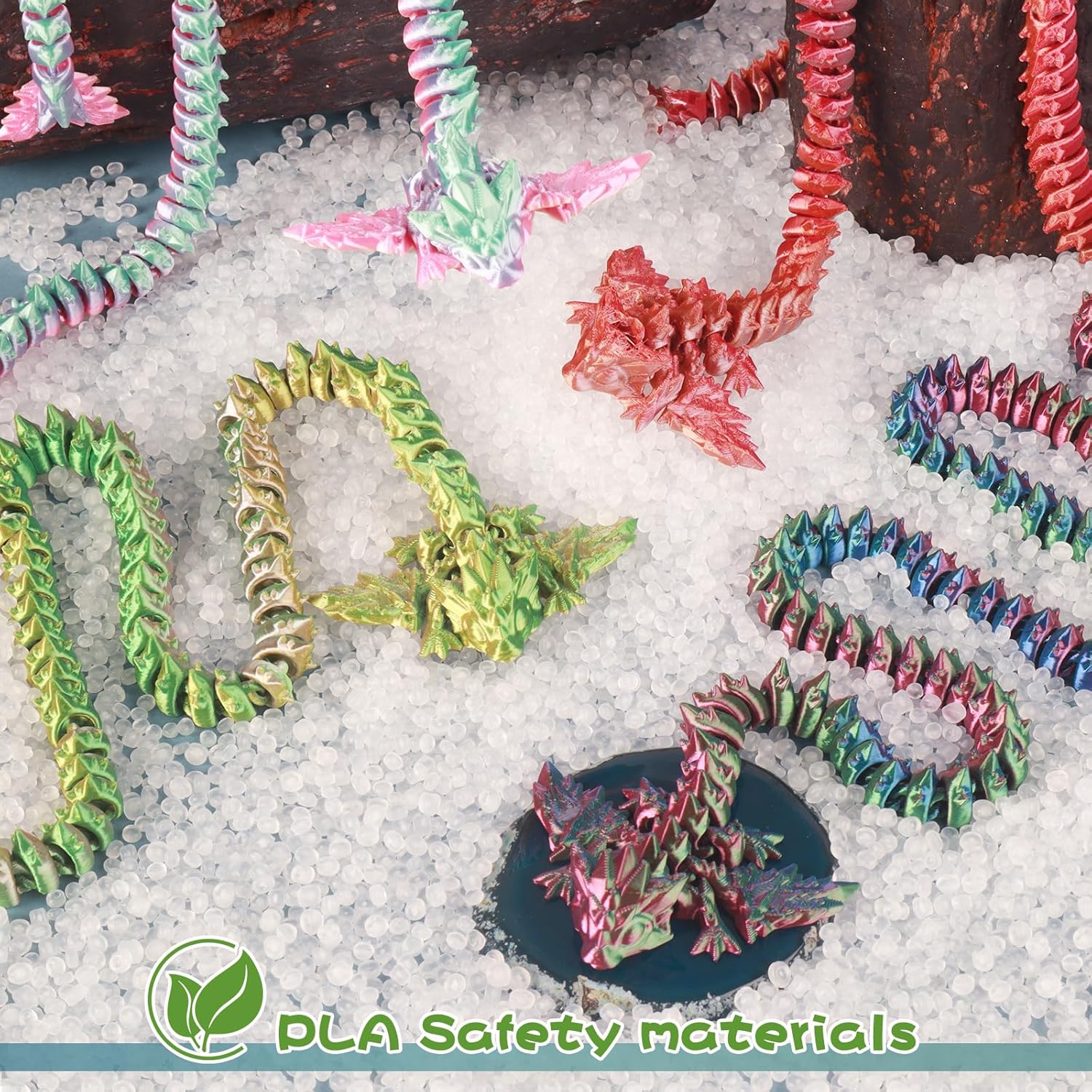 3D Printed Giant Long Dragon (Green Pink Gold) - Image 7