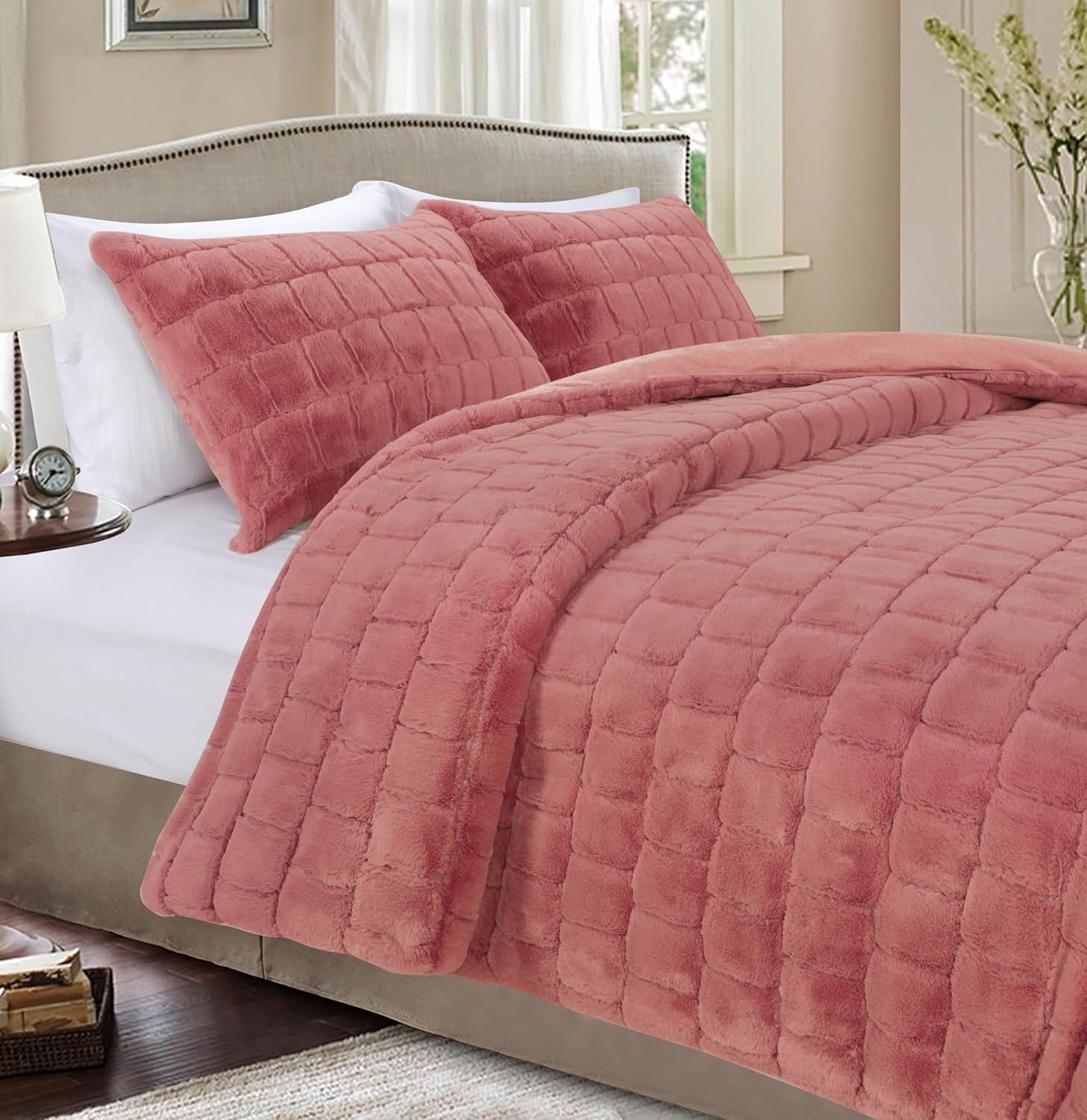 Elegant Comfort Luxurious Fluffy 3Piece Faux Fur Comforter