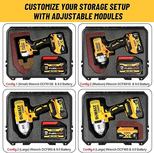 Miniatura 3 de Funda para llave de impacto y dinamométrico Dewalt - Caja de herramientas dura impermeable para juego Dewalt, bolsa de kit combinado de herramientas
