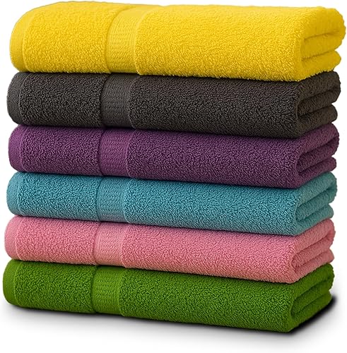 ZUPERIA Paquete de 6 toallas de baño de 30 x 60 pulgadas, ultra suaves, 100% algodón, grandes, altamente absorbentes, para baño, piscina, gimnasio,