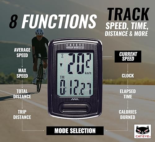 Miniatura 3 de CATEYE Urban Wireless Bike Computer – Analog Speedometer & Odometer with Calorie Tracking, FlexTight™ Mount, Auto Start/Stop, Programmable Odometer