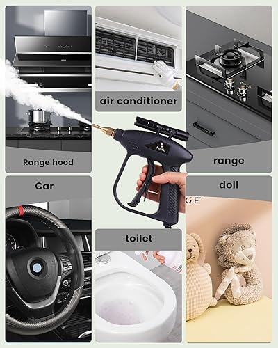 Miniatura 5 de FoundGo Limpiador de vapor de mano sin tanque de 1700 W con 7 cepillos, calentamiento de 20 segundos a 239  limpiador de vapor portátil presurizado,