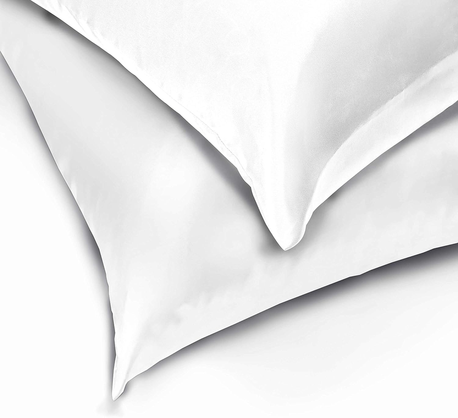 downluxe Soft Satin Pillowcase (2 Pack) - Breathable Pillow Covers for Hair and Skin with Envelope Closure, Queen(20"x30"), White