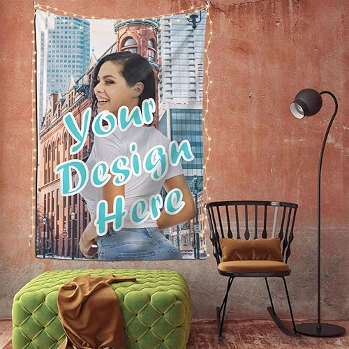 Miniatura 2 de Tapiz personalizable con foto y texto, tapiz de pared personalizado para cumpleaños, Halloween, Navidad, fiesta, día del padre, decoración del día