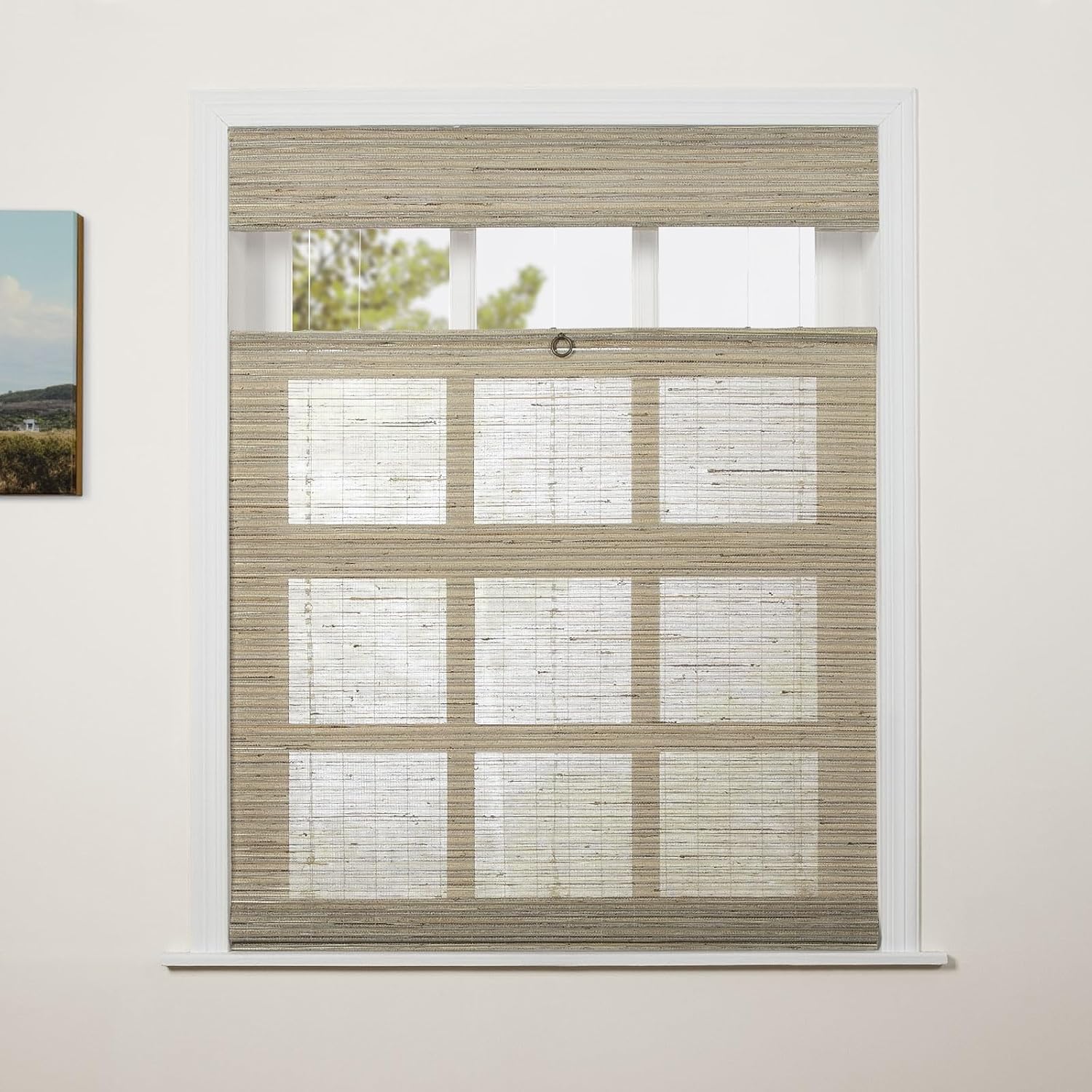 TWOPAGES Natural Woven Bamboo Shades for Indoor Window, Top Down Bottom Up Cordless Roman Shade, Customizable Size and Shading Rates, Ginger