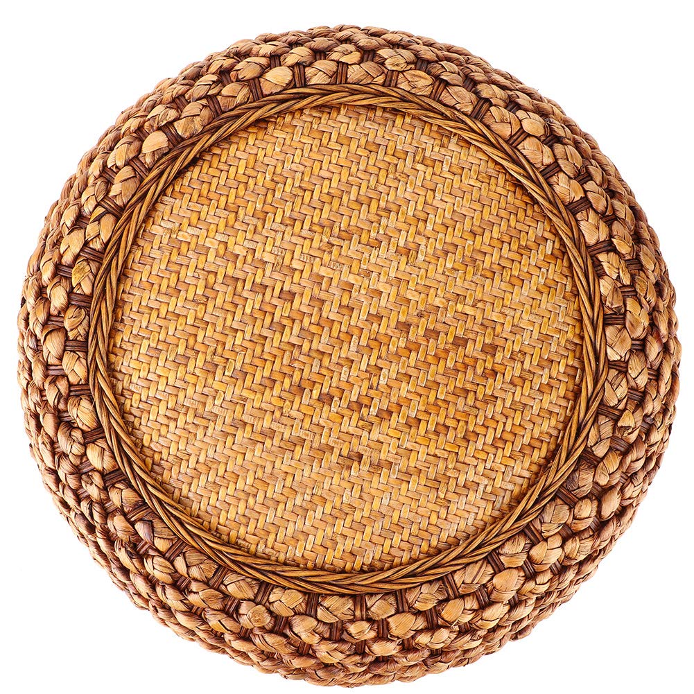 AMONIDA Cojín de Suelo Redondo de Estilo Japonés, Cojín de Esponja Natural Tejido a Mano, Ideal para Decoración Zen, Yoga, Ceremonia del té, Tatami y Balcón