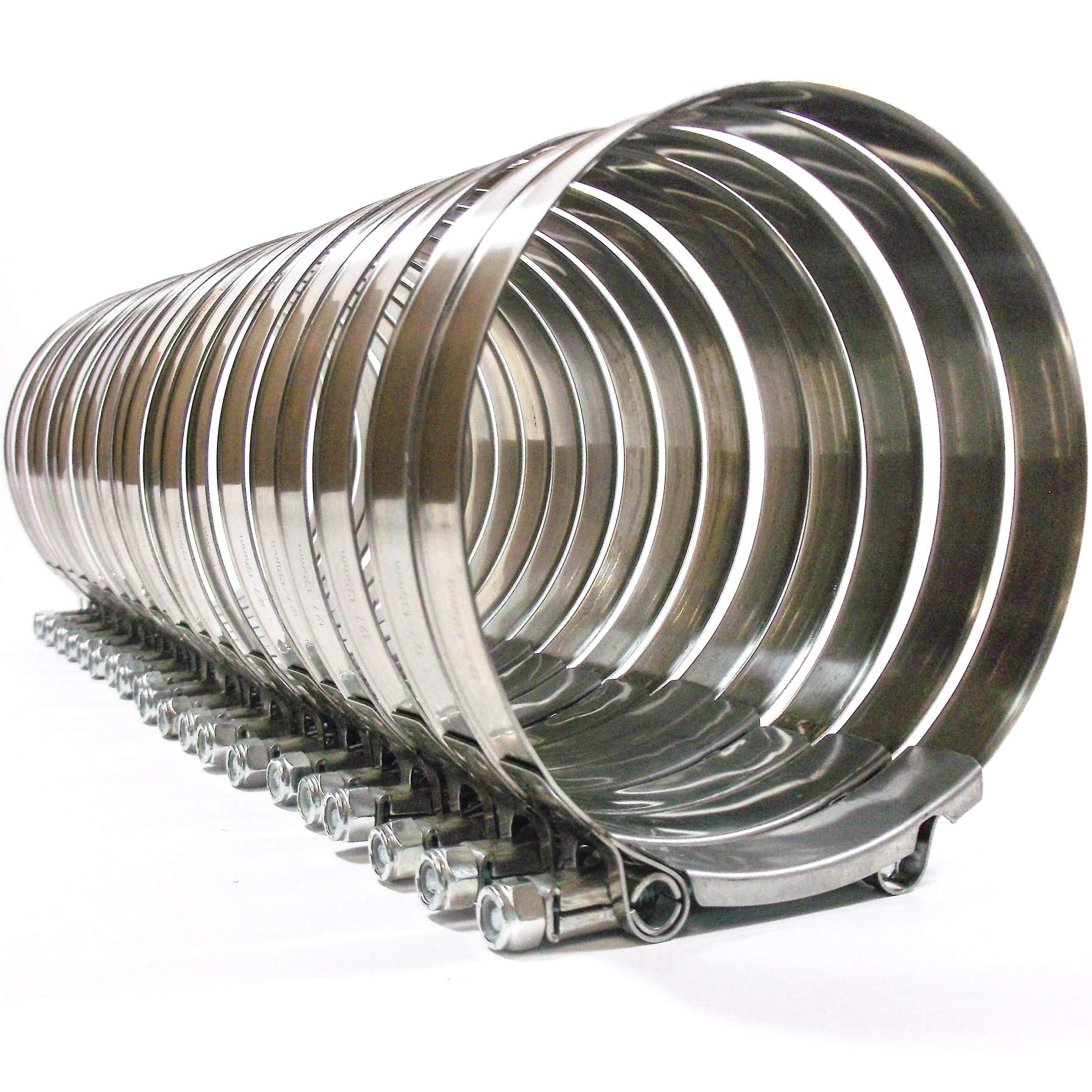 20x Premium 304 Stainless Steel T-Bolt Turbo Silicone Hose Clamp 5 Inches 127-135mm