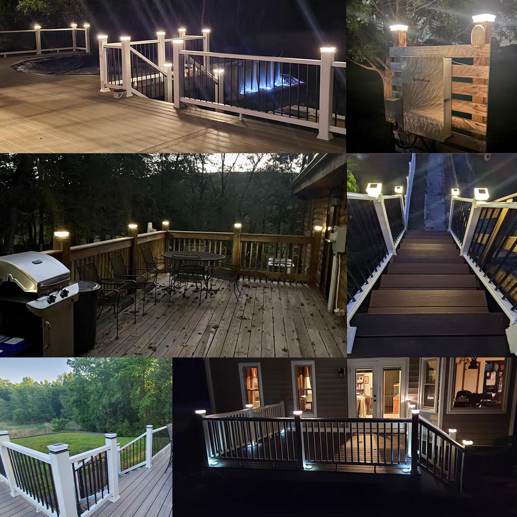 Pack de 4 Luces Solares Exterior para Escaleras, Lámpara LED con Carcasa Blanca Transparente para Peldaños, Vallas y Terrazas, Iluminación Impermeable de Alta Transmitancia, Blanco Cálido