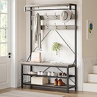 Vista 7 de Banco de zapatos de almacenamiento industrial, árbol de pasillo de 72 pulgadas con 8 ganchos para colgar